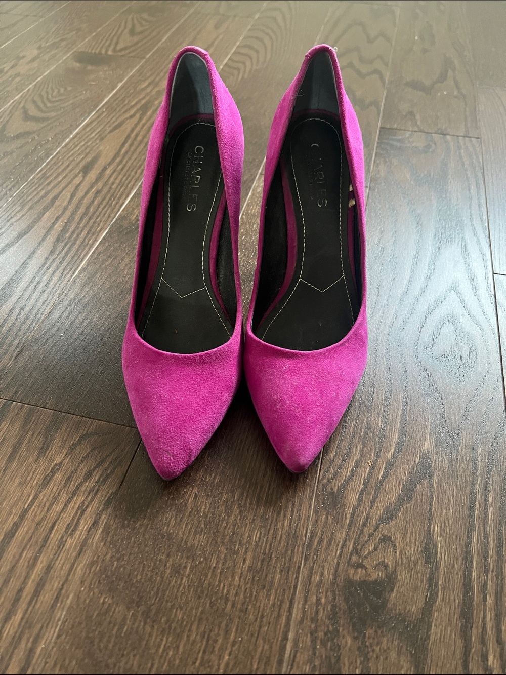 Charlies Magenta Suede Pointed-Toe Pumps